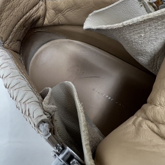 Giuseppe Zanotti Cream Python Embossed Leather Double Zip High Top Sneakers 40 - Picture 11 of 13